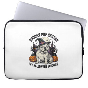 Halloween Bulldog-Shirt Süße Hexe Hund Vintage Gra Laptopschutzhülle