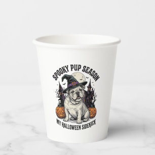 Halloween Bulldog-Shirt Süße Hexe Hund Vintage Gra Pappbecher
