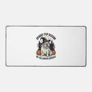 Halloween Bulldog-Shirt Süße Hexe Hund Vintage Gra Schreibtischunterlage