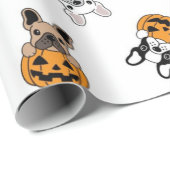 Halloween Bulldog und Pumpkins Muster Geschenkpapier (Rolleneckpunkt)