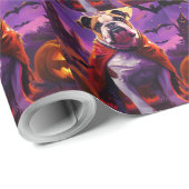 Halloween Bulldog Vampire Pumpkins Beängstigend Geschenkpapier (Rolleneckpunkt)