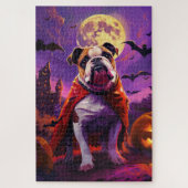 Halloween Bulldog Vampire Pumpkins Beängstigend Puzzle (Vertikal)