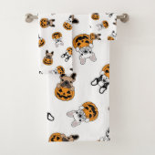 Halloween Bulldogs und Pumpkins Pattern Badhandtuch Set (Insitu)