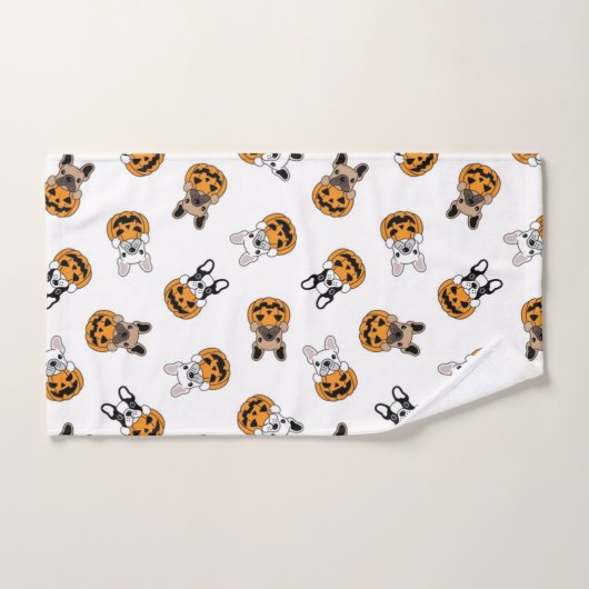 Halloween Bulldogs und Pumpkins Pattern Badhandtuch Set (Handtuch)