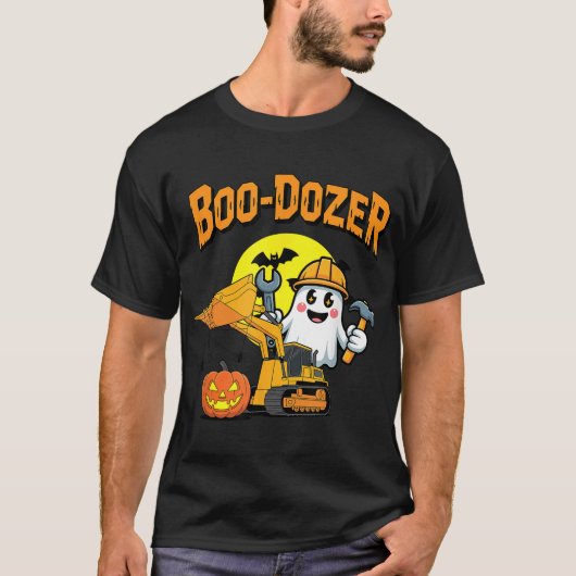 Halloween Bulldozer Bauwagen Ghost Boo T-Shirt (Vorderseite)
