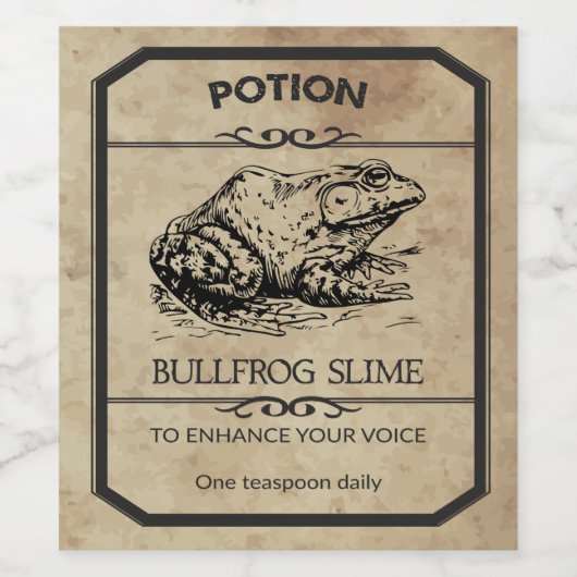 Halloween Bullfrog Slime Apothecary Weine Label Weinetikett (Einzelnes Label)