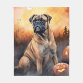 Halloween Bullmastiff mit Pumpkins Beängstigend Fleecedecke (Vorderseite)
