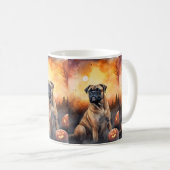 Halloween Bullmastiff mit Pumpkins Beängstigend Kaffeetasse (VorderseiteRechts)