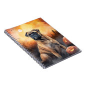 Halloween Bullmastiff mit Pumpkins Beängstigend Notizblock (Rechte Seite)