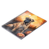 Halloween Bullmastiff mit Pumpkins Beängstigend Notizblock (Linke Seite)