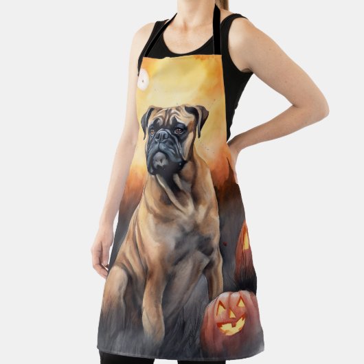 Halloween Bullmastiff mit Pumpkins Beängstigend Schürze (InSitu)