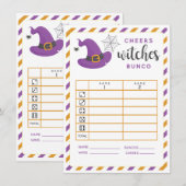 Halloween Bunco card Cheers Hexen 2 Runden Einladung (Vorne/Hinten)