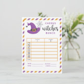 Halloween Bunco card Cheers Hexen 2 Runden Einladung (Stehend Vorderseite)