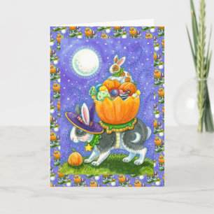 HALLOWEEN BUNNEN, KANDKORN, FARBENFARBIG FEIERTAGSKARTE