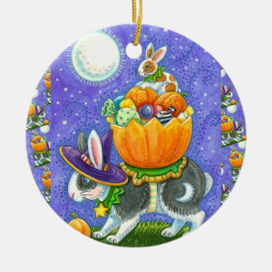 HALLOWEEN BUNNEN, KANDKORN, FARBENFARBIG KERAMIK ORNAMENT (Vorne)