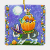 HALLOWEEN BUNNEN, KANDKORN, FARBENFARBIG KERAMIKORNAMENT (Vorderseite)