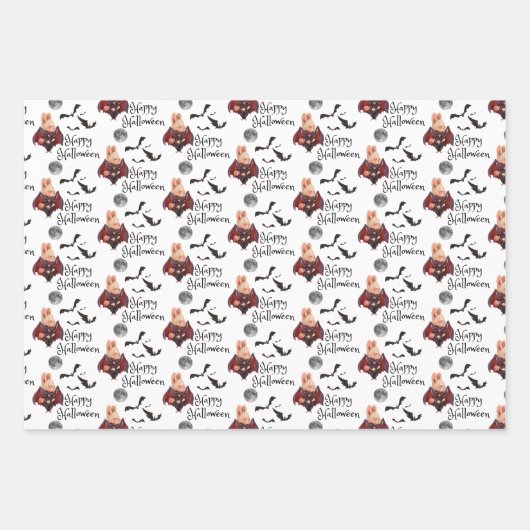 Halloween Bunny Wrapping Paper Flat Sheet Set 3 Geschenkpapier Set (Vorderseite 2)