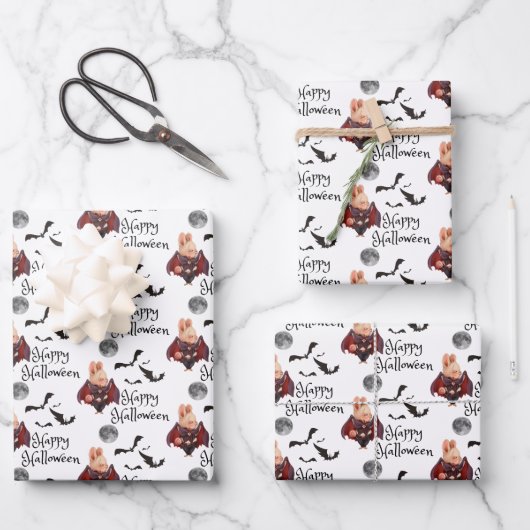 Halloween Bunny Wrapping Paper Flat Sheet Set 3 Geschenkpapier Set (Vorderseite)