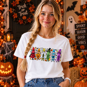 Halloween Buntstift Lehrer-Shirt Süßer Gruseliger Tri-Blend Shirt