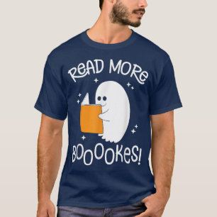 Halloween Buoks Niedlich Ghost Reading Library Boo T-Shirt