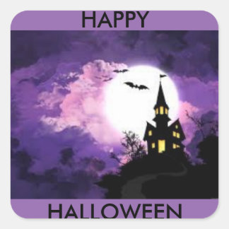 Halloween-Burgaufkleber Quadratischer Aufkleber