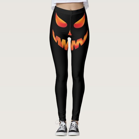Halloween Burning Pumpkin Face Leggings (Vorderseite)