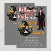 Halloween-Bürofeier Dracula Hexe Einladung (Vorne/Hinten)