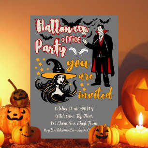 Halloween-Bürofeier Dracula Hexe Einladung