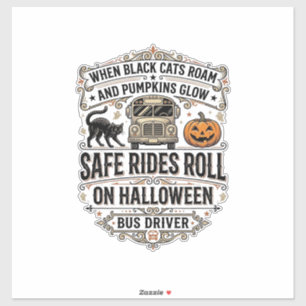 Halloween Busfahrer Gruseliges Vintage Gravur-Shir Aufkleber