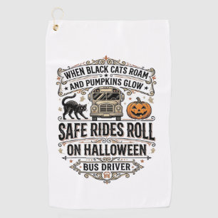 Halloween Busfahrer Gruseliges Vintage Gravur-Shir Golfhandtuch