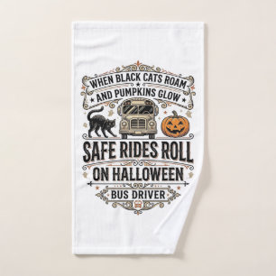 Halloween Busfahrer Gruseliges Vintage Gravur Shir Handtuch