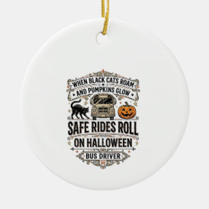 Halloween Busfahrer Gruseliges Vintage Gravur Shir Keramik Ornament