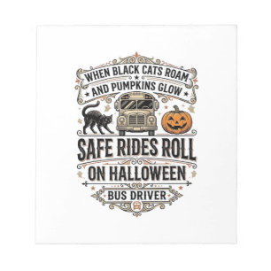 Halloween Busfahrer Gruseliges Vintage Gravur-Shir Notizblock