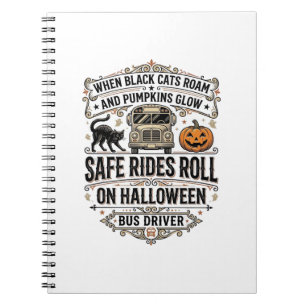 Halloween Busfahrer Gruseliges Vintage Gravur-Shir Notizblock