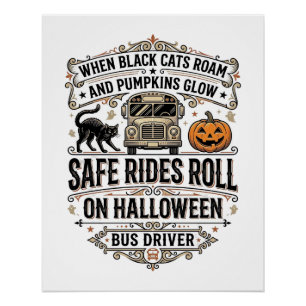Halloween Busfahrer Gruseliges Vintage Gravur Shir Poster