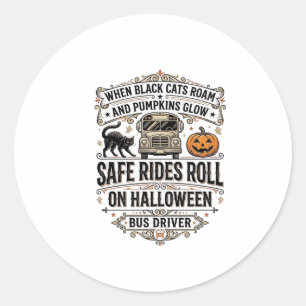 Halloween Busfahrer Gruseliges Vintage Gravur-Shir Runder Aufkleber