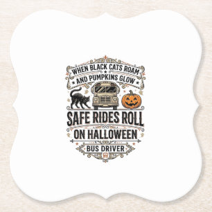 Halloween Busfahrer Gruseliges Vintage Gravur Shir Untersetzer