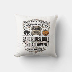 Halloween-Busfahrer Gruseliges Vintage-Stickerei-S Kissen