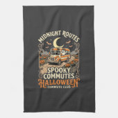 Halloween-Busfahrer-Mitternachtsroute Geschirrtuch (Vertikal)