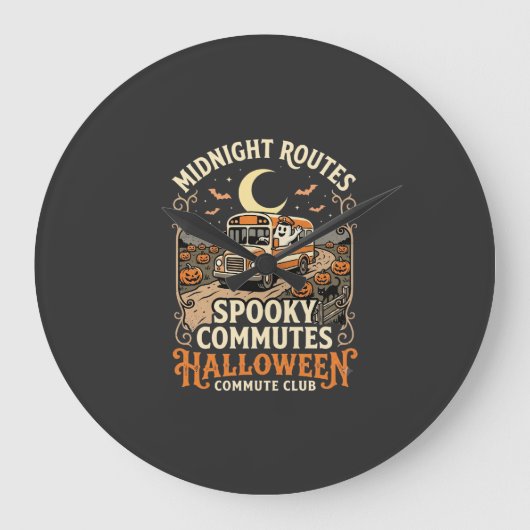 Halloween-Busfahrer-Mitternachtsroute Große Wanduhr (Vorderseite)