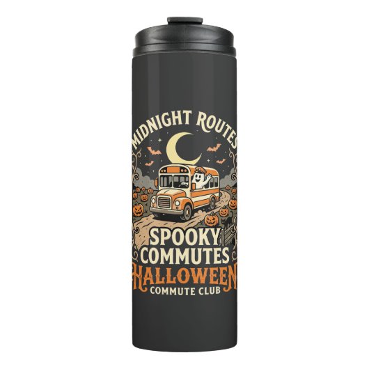 Halloween-Busfahrer-Mitternachtsroute Thermosbecher (Vorderseite)