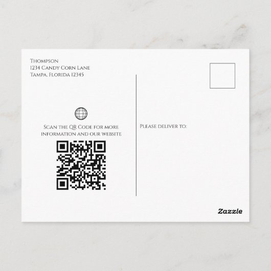 Halloween Business Logo Werbung QR Code Bonbons Postkarte (Rückseite)