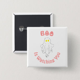 Halloween-Button Buh beobachtet dich Button