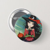 Halloween Button Button Hexenkatze (Vorne & Hinten)