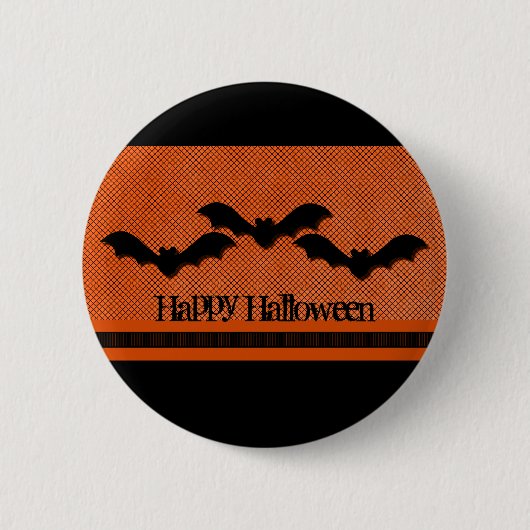 Halloween-Button für Schwarze Fledermäuse, Orange Button (Vorderseite)