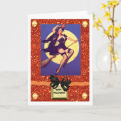 HALLOWEEN-BUTTON HERAUF MÄDCHEN-HEXE KARTE (Gelbe Blume)