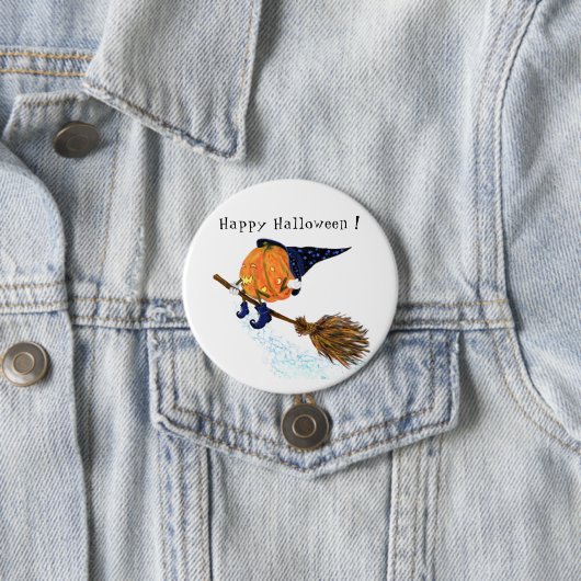 Halloween Button Hexenkürbis Flying Broom (Beispiel)