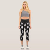 halloween Button up ghost grau Capri Leggings (Vorderseite)
