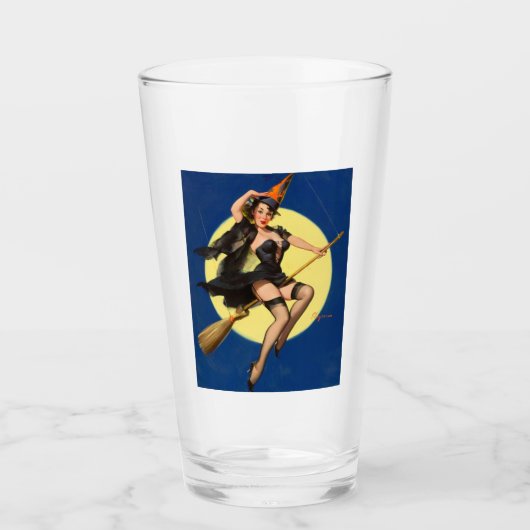 Halloween Button Up Girl Hexe Glas (Vorderseite)