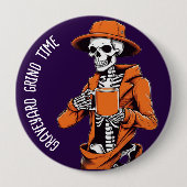 Halloween Buttons, Graveyard Grind Time Skelett Button (Vorderseite)